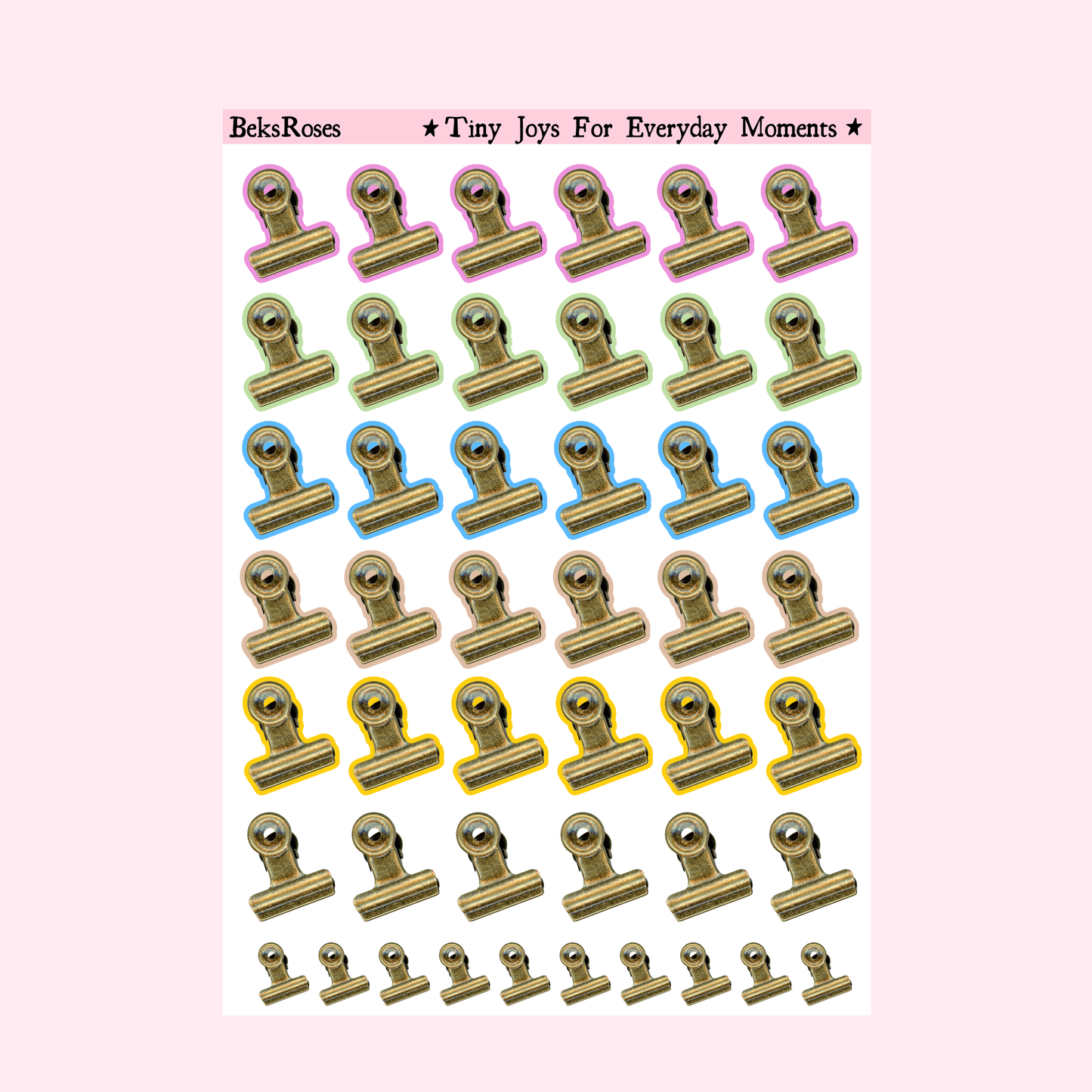 Colorful Paper Clips Sticker Sheet