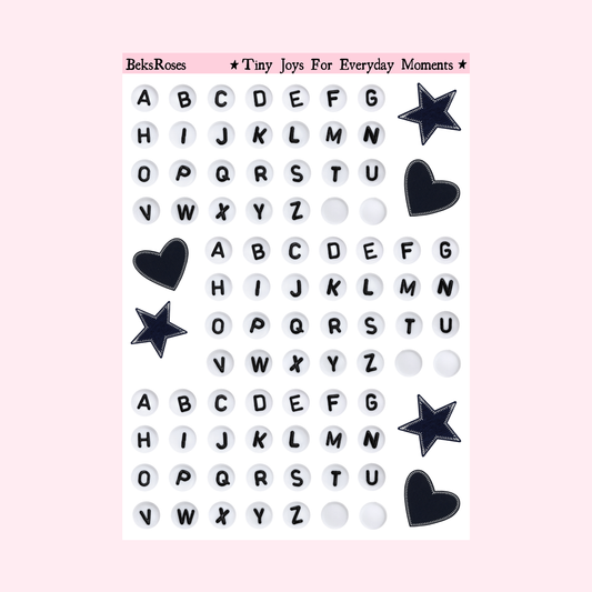 Bead Alphabet Sticker Sheet