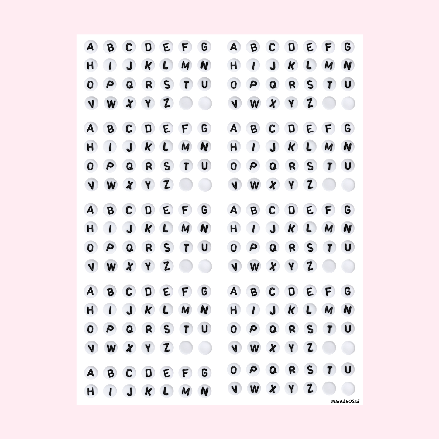 Bead Alphabet Large Sticker Sheet