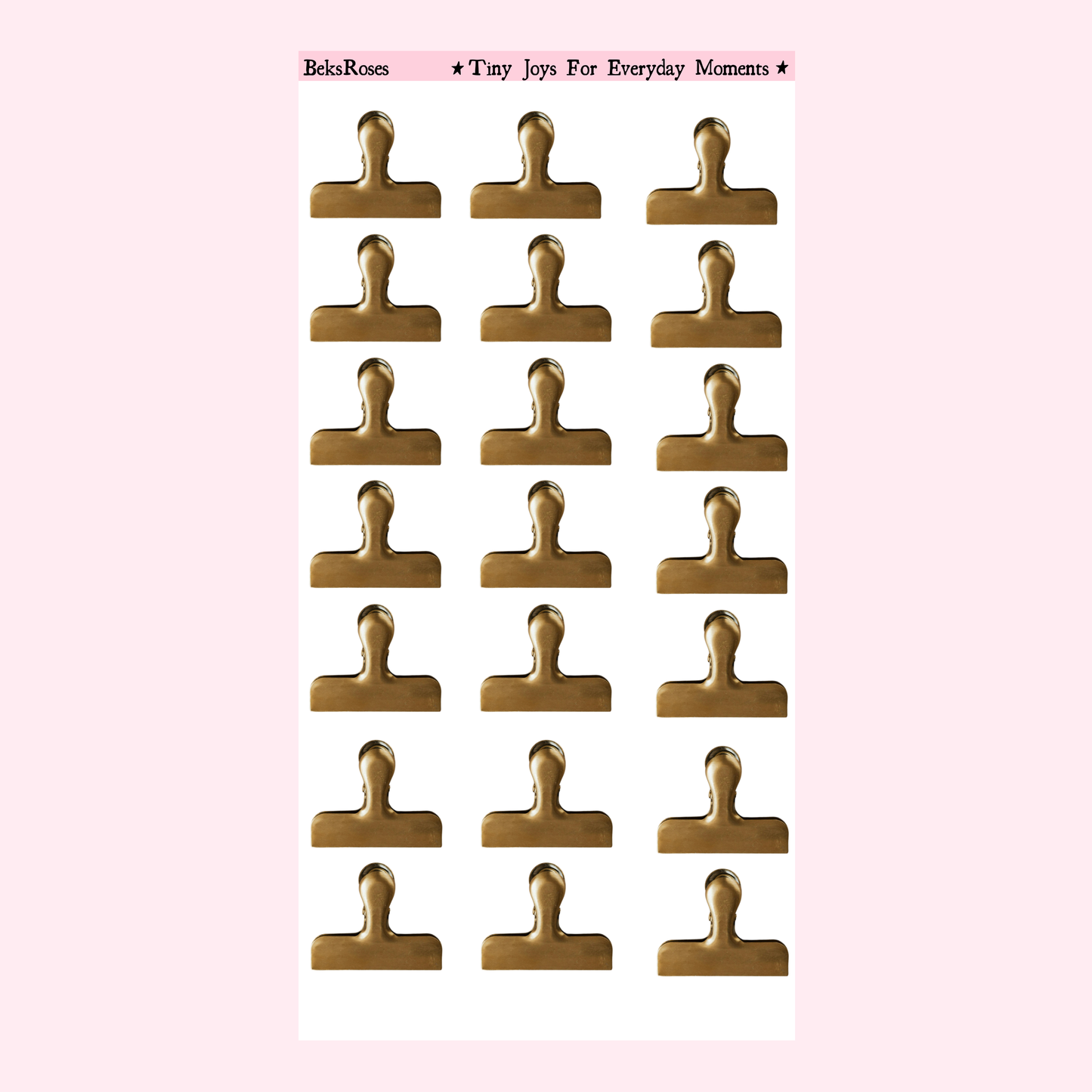 Gold Paper Clips Sticker Sheet