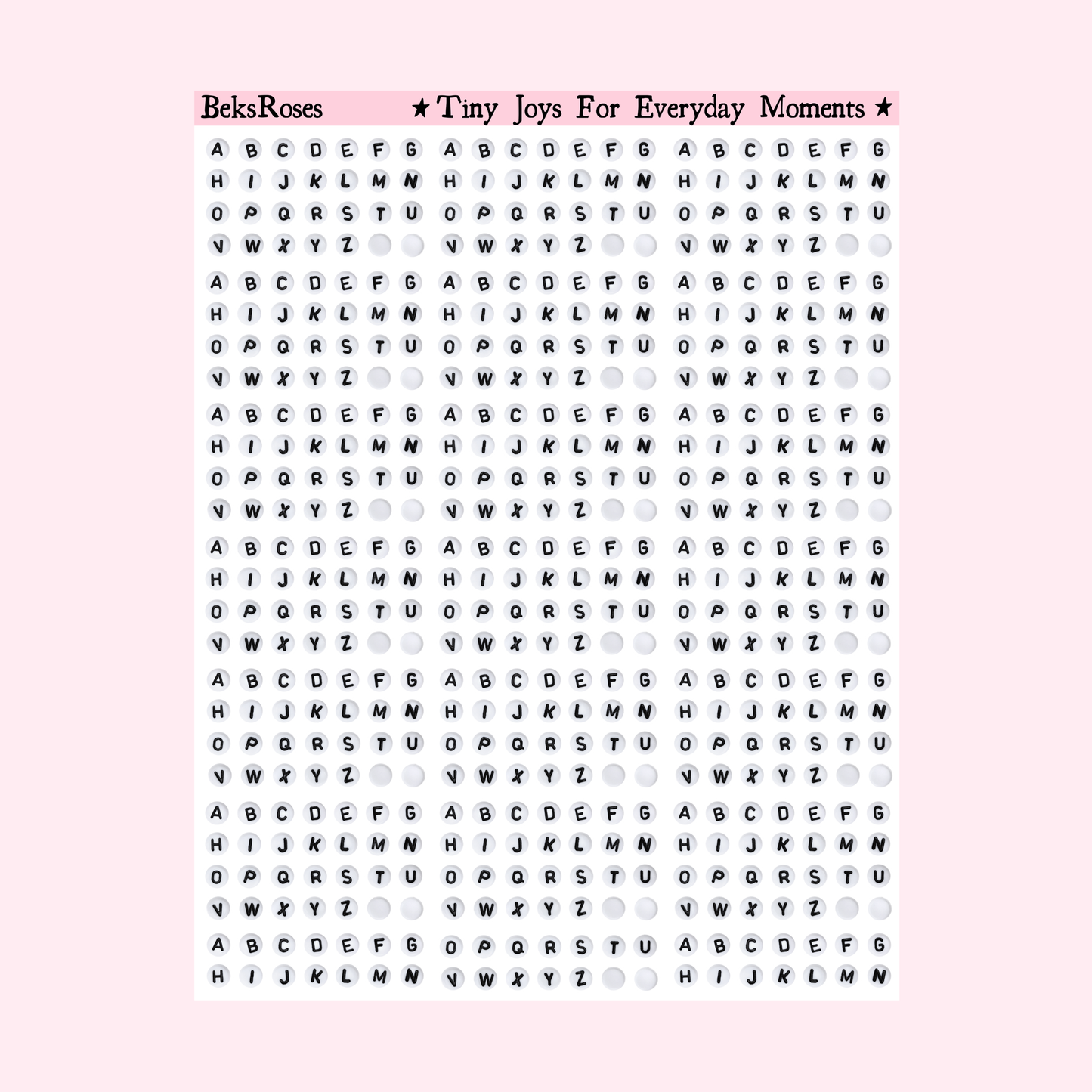 Bead Alphabet Large Sticker Sheet