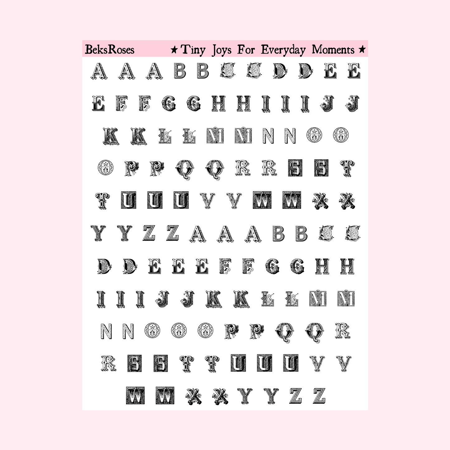 Antique Alphabet Large Sticker Sheet