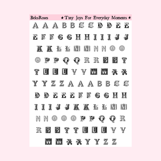 Antique Alphabet Large Sticker Sheet