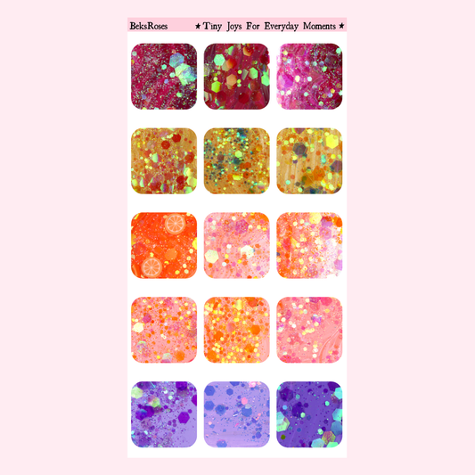 Tiny Joys Glitter Squares Sticker Sheet