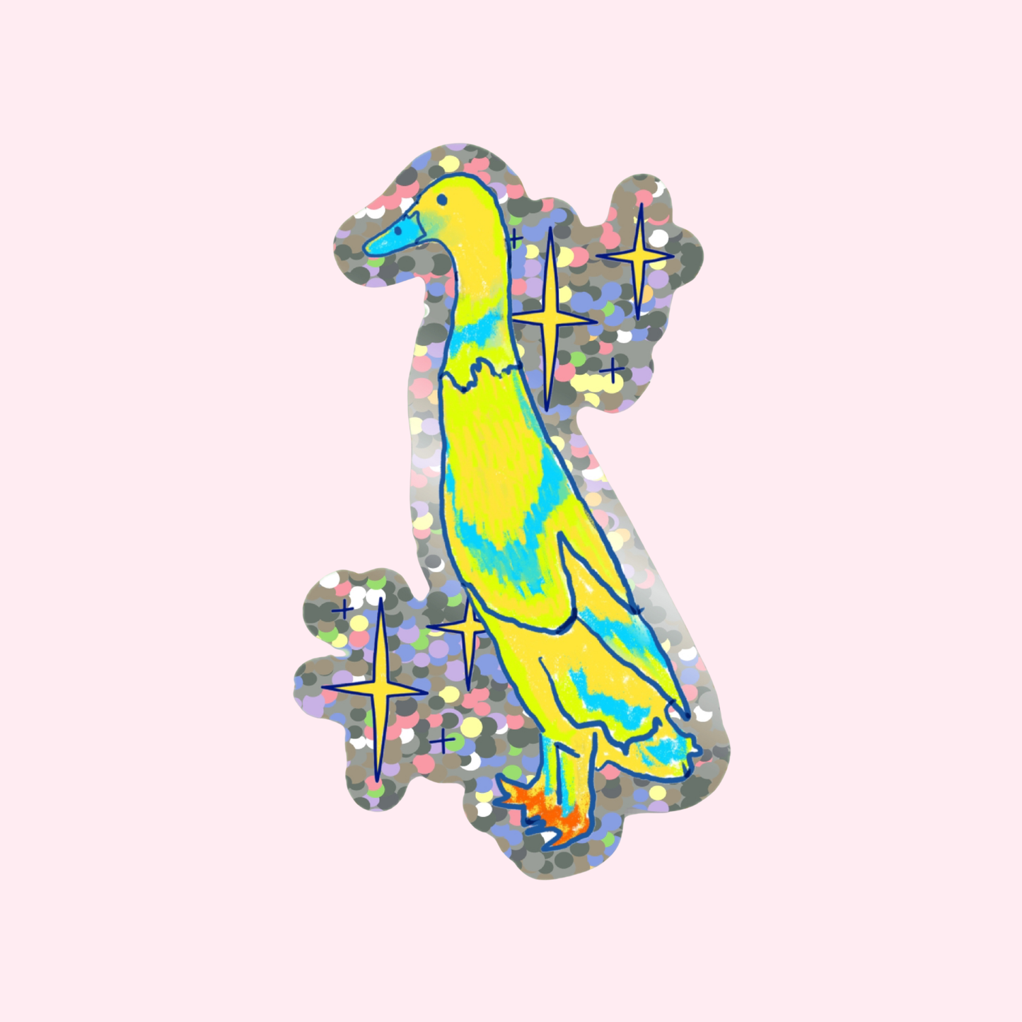 Whimsical Duck Glitter Sticker