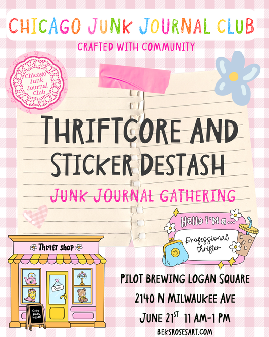 Thriftcore and Sticker Destash Junk Journal Meet Up