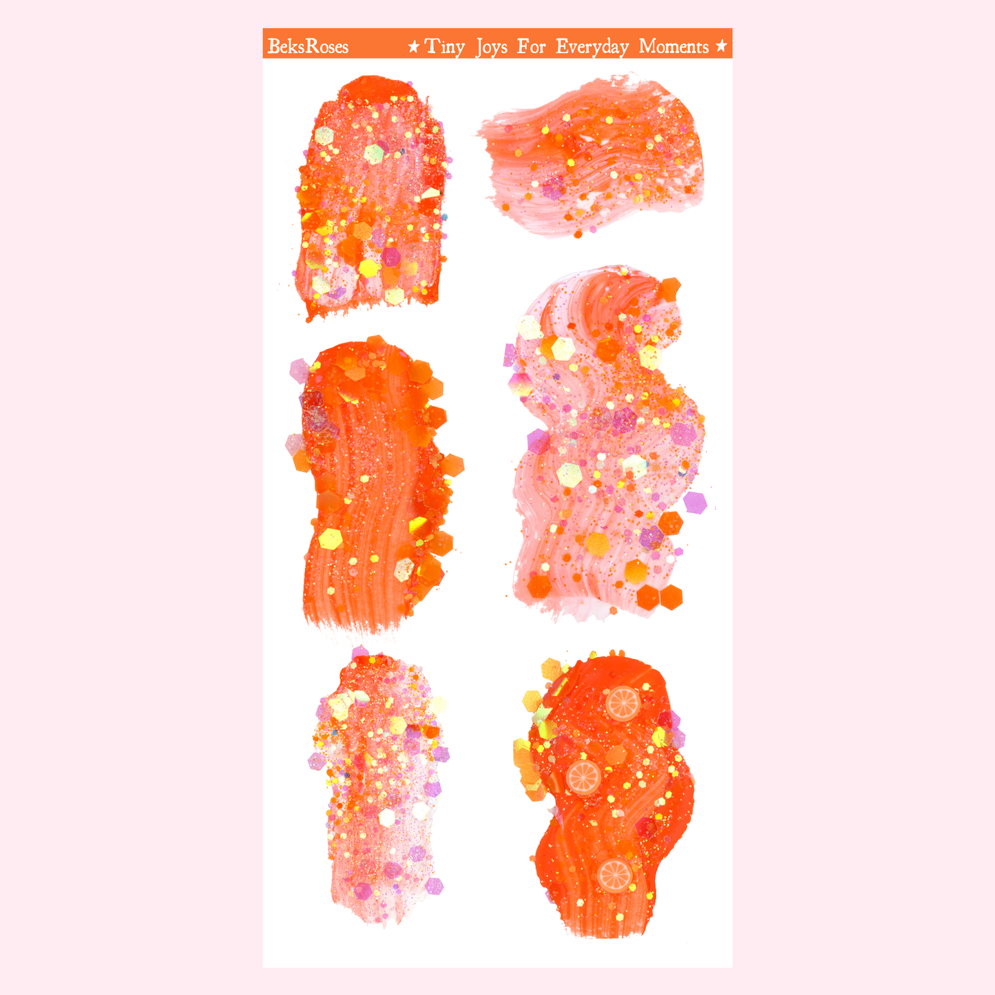 Sparkly Orange Sticker Sheet