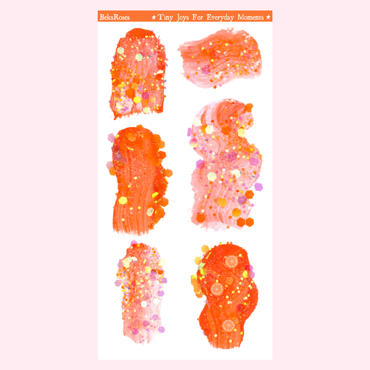 Sparkly Orange Sticker Sheet